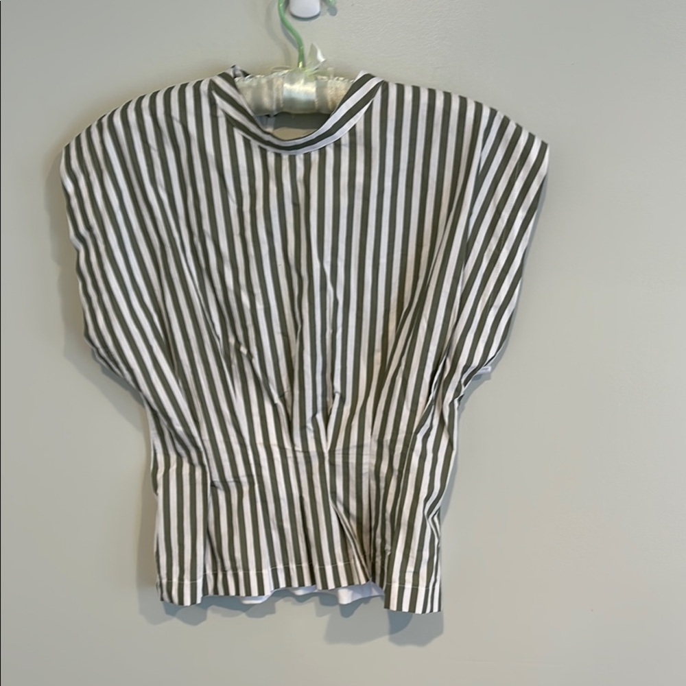 NWT Zara Green and White 100% Cotton top Med - Picture 2 of 8